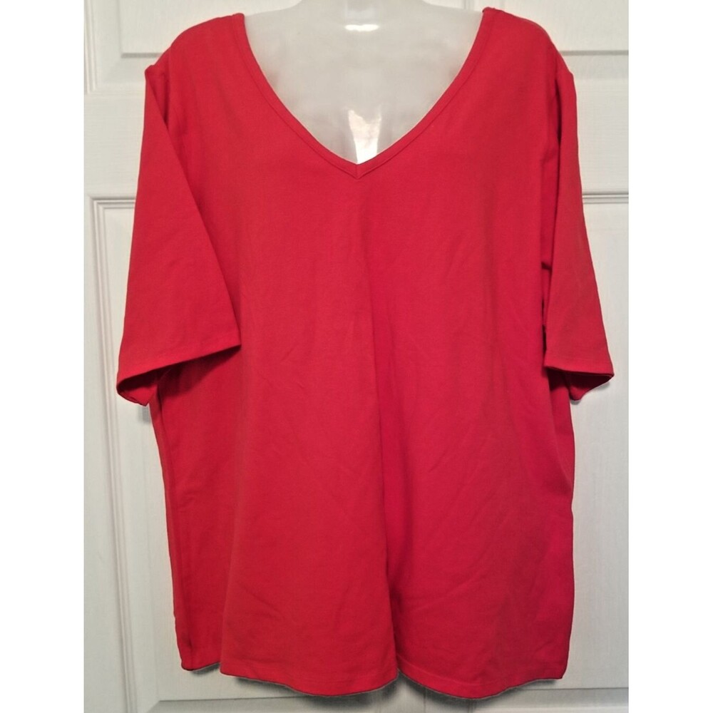 Venezia Women's Top Red V-Neck Short Sleeve NEW TAGS Classic Size 18/20